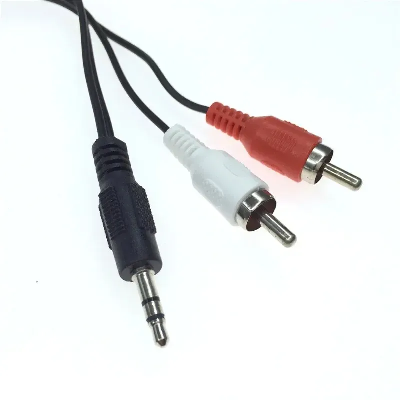 3,5 mm stereo mannelijke plug naar 2rca phono mannelijke audio AV video hoofdtelefoon adapter connector kabel kabel kabelsplitser