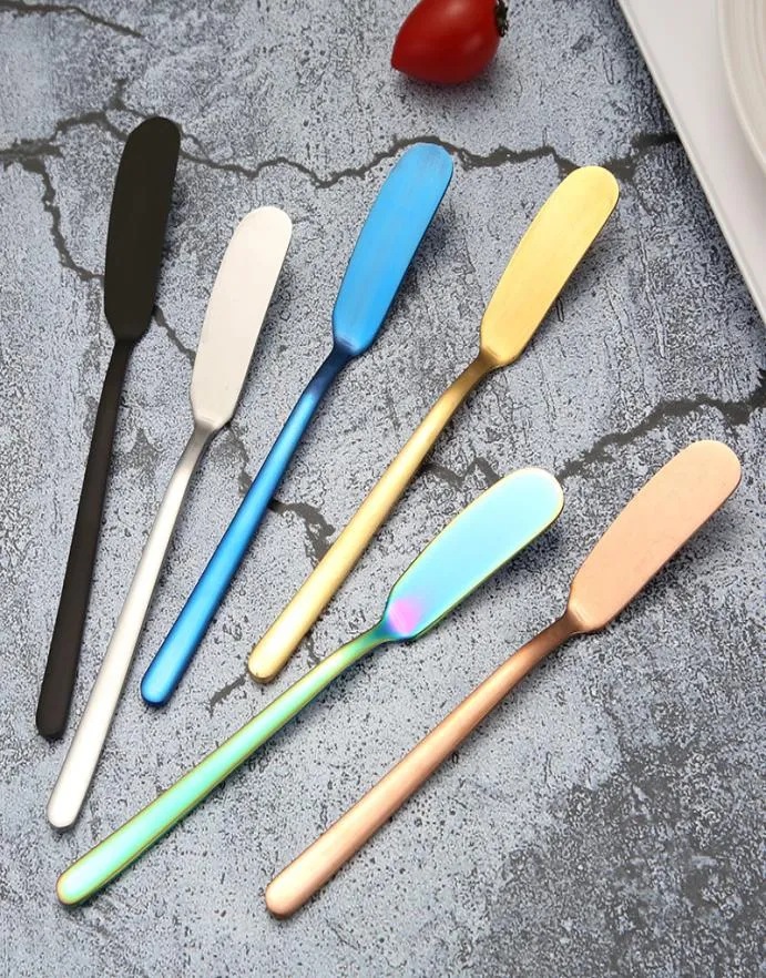 Herramientas de cuchillo de mantequilla de acero inoxidable Herramientas de pastel de queso Extends de mermelada crema de oro Black Blue Knives Western Breaking Spatula BH47774113490