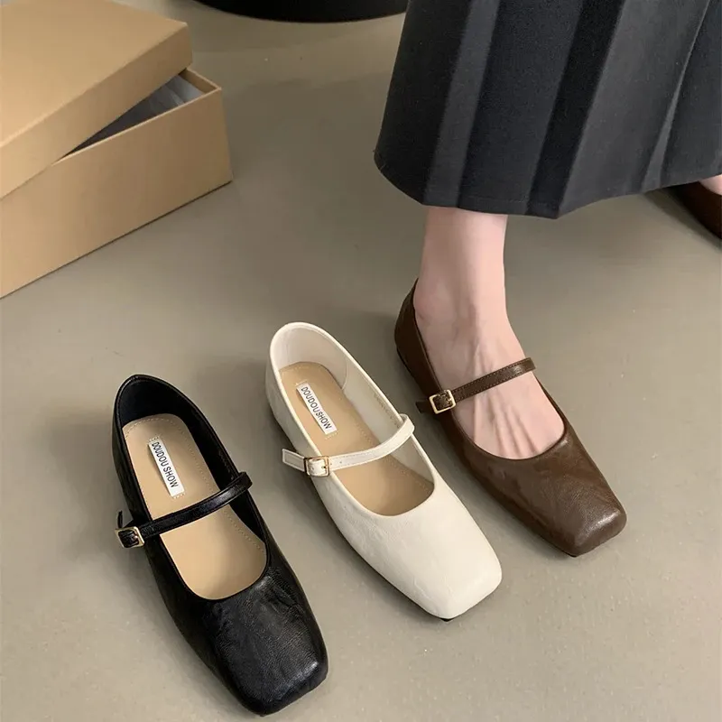 Vintage Spring Femmes Mary Jane Chaussures Fashion Ladies Casual Soft Sof Softs Fomens Comfort Square Toe Toe Grandas chaussures 240419