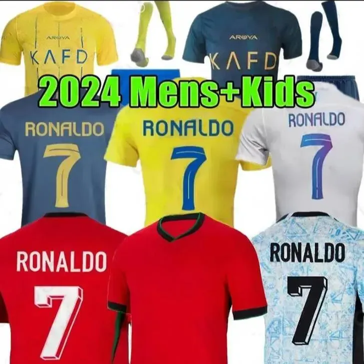 Al-Nassr FC Ronaldo Soccer Trikot 2023-24, Portugiesische Bruno Fernandes, Diogo J. Danilo, Portuguesa-Fans-Spielerversion, Herren- und Kids 'Kit Football Shirt