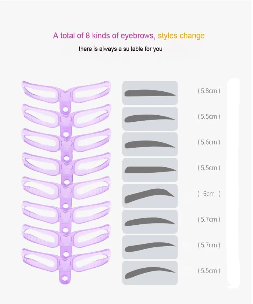 Make -up wiederverwendbares Augenbrauen Schablone Augenbrauen Lineal Kosmetik Augenbrauenformform Styling Forming Vorlage Karten Make -up Beauty Kit3943085