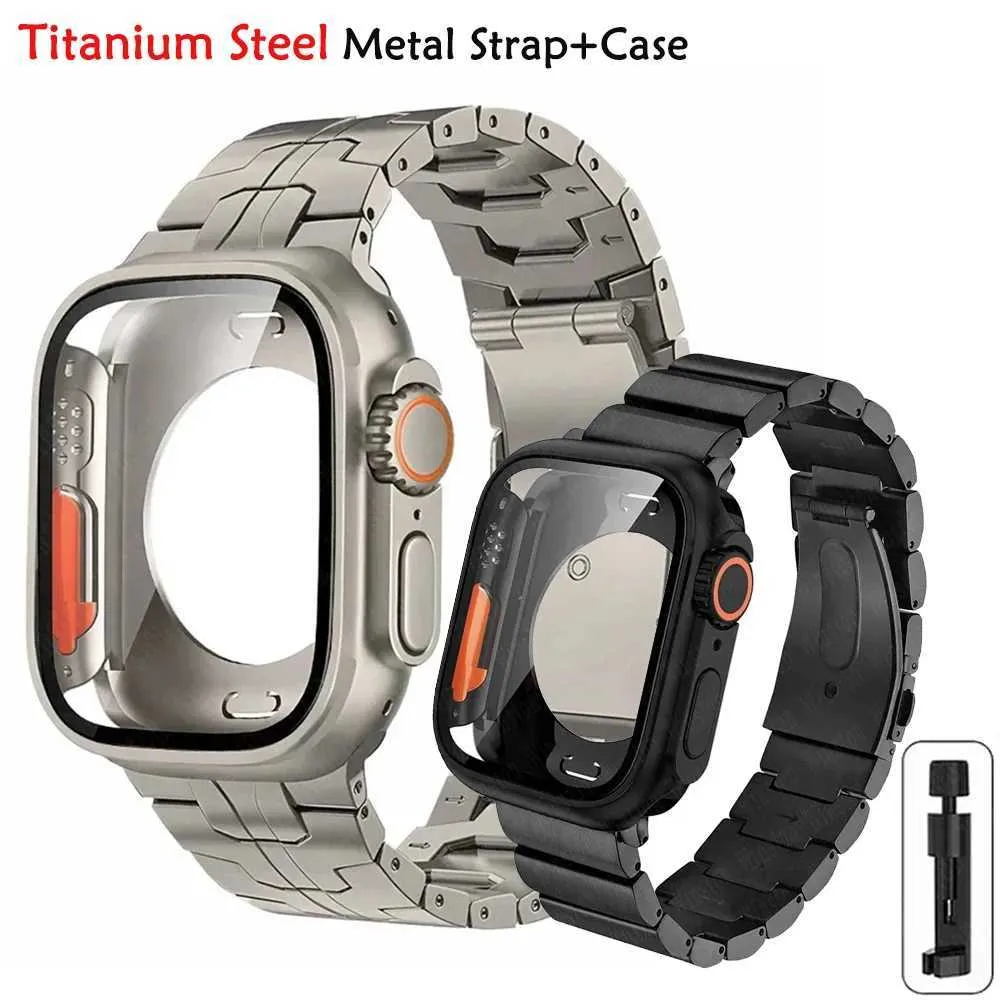 Sehen Sie sich die Titan -Streifen an, die für Apfelbänder geeignet ist. 44 mm 45 mm 41 mm 41 mm in Ultra Steel Metal 49mm i 8 7 6 5 Q240430 geändert