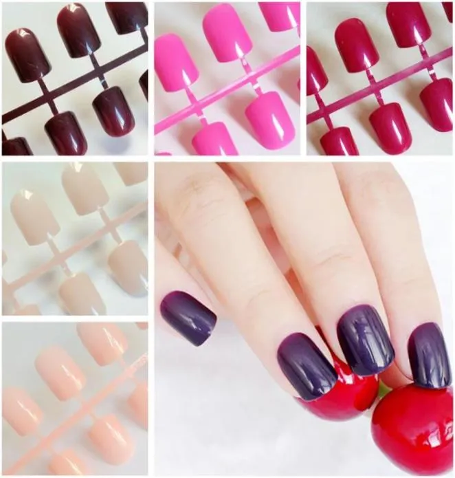 Bright Candy Artificial Fake Nails Kort falska naglar för design DIY Full Cover Tips Manicure Tool7579816