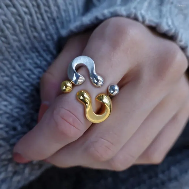 Cluster anneaux mode minimaliste personnalisé conception créative exclamation interroge ouverte anneau pour les femmes bijoux de signe de lettre de lettre métallique
