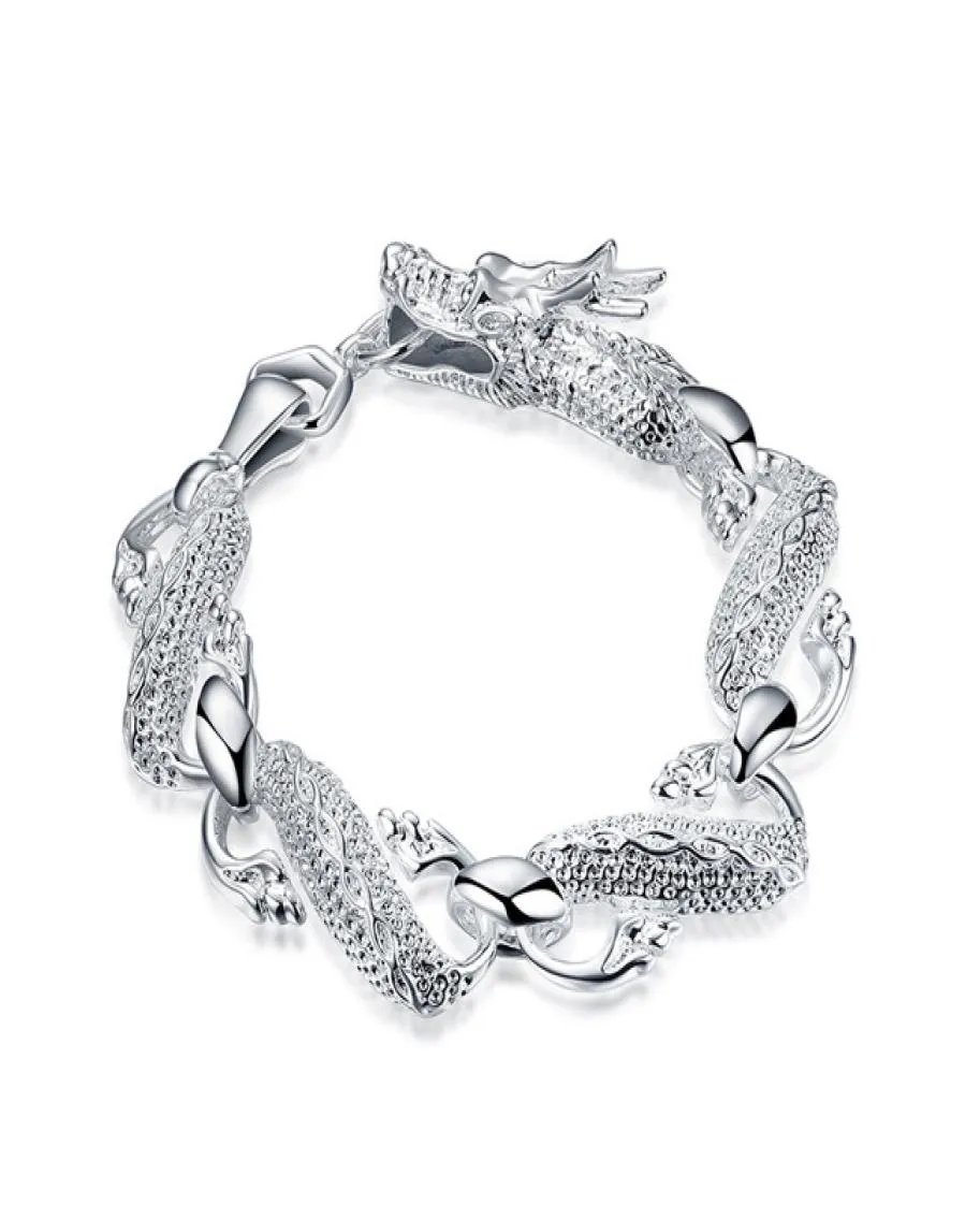 Big White Dragon Bracelet Men039s серебряный серебряный браслет.