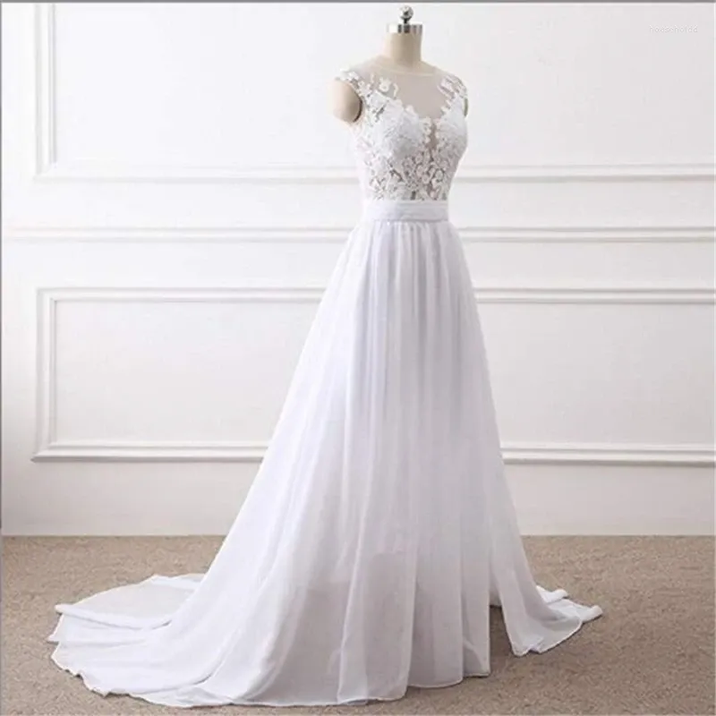 Casual Dresses Small White Crew Neck Fashion Sexy Lace Wedding Dress Large Train Holy Floor
