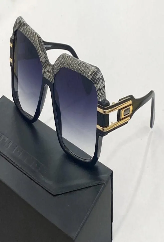Half Snake Skin Black Leather Sunglasses for Men 623 Gold Grey Shaded Fashion Sun Glasses occhiali da sole firmati UV400 Protectio1065555
