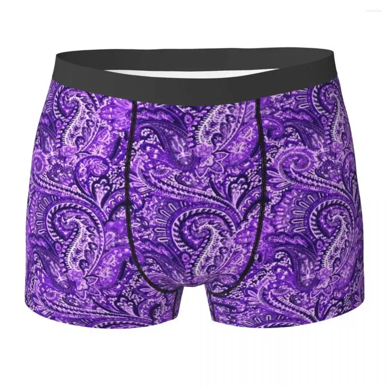 Onderbroek Purple Paisley Underwear Vintage Print 3D Pouch Quality Trunk Custom Diy Boxer Brief sexy zacht mannelijk slipje plus maat