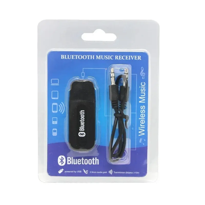 Bluetooth -adapter 3,5 mm Muziekontvanger Bluetooth Audio -ontvanger USB Bluetooth Stick USB -voeding 3,5 mm Audiogegevenskabel