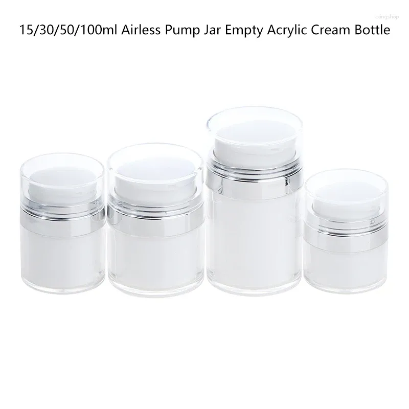 Bottiglie di stoccaggio 15/30/50/100 ml Pompa airless barattolo a bottiglia di crema acrilico vuoto Riesmitico cosmetico facile da usare Contagile Travel Travel Makeup