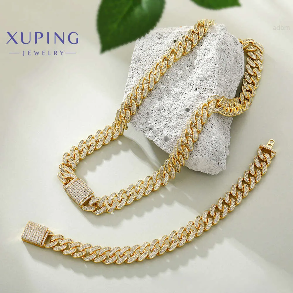 X000786012 Xuping Hip Pop Jhigh Quality Quality Intondless Diamonds Cuban Chain Bracelet Bijoux Urban Bijoux Mens
