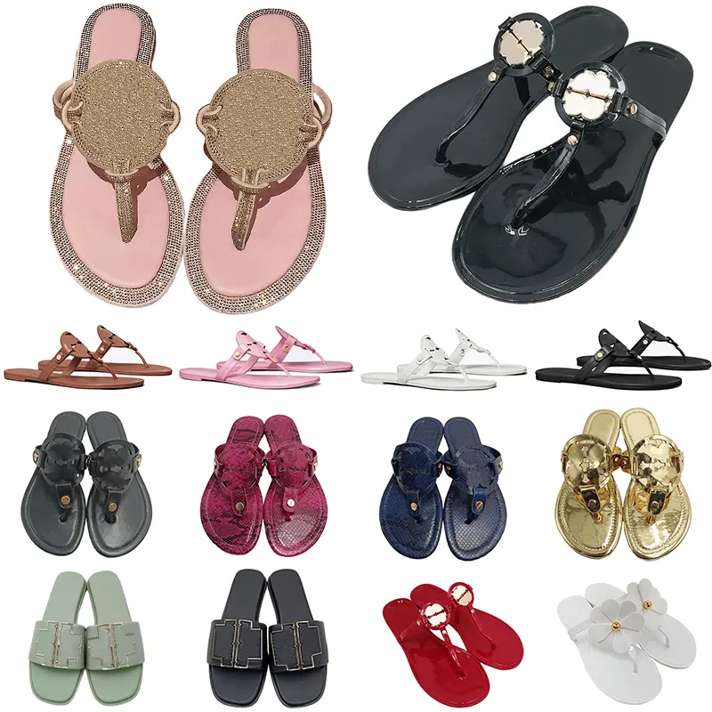 Gratis frakt Sandal Miller Slide Sport Metallic Snake Leather Designer Slippers Womens White Black Patent Pink Green Flip Flops Trainers Beach Shoes