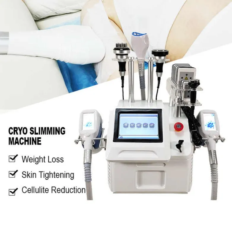 Slimmmaskin 360 Cryolipolysis Fat Freezing Slim Machine 7 i 1 Cryo Therapy Freez Cold RF 40K Cavitation Lipo Laser