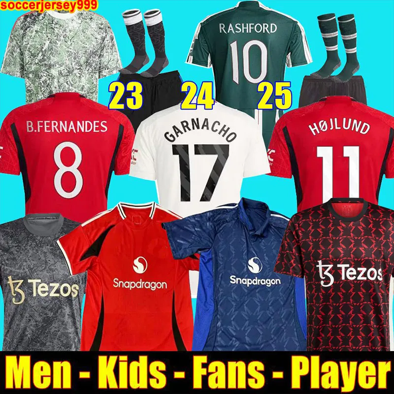 Fans Player 23 24 25 soccer jerseys BRUNO FERNANDES RASHFORD football shirt 2023 2024 2025 men kids kit MARTINEZ CASEMIRO ANTONY Garnacho HOJLUND Stone Roses MAINOO