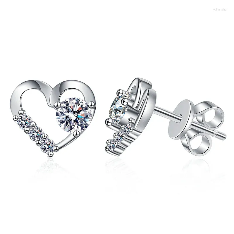 Dangle Ohrringe Fabrik Großhandel Luxus Moissanit 0,3 CT 925 Sterling Silber Heart Ohr Baut Brides Hochzeit Schmuckzubehör