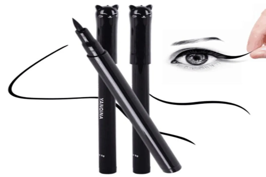 1 st ny skönhet kattstil svart långlastande vattentät flytande eyeliner ögonfoder penna penna makeup kosmetisk verktyg4981853