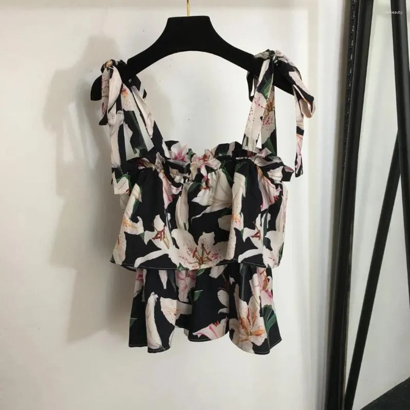 Frauen T -Shirts Blumenurlaubsstil gedruckt sexy ein Schulterhemd