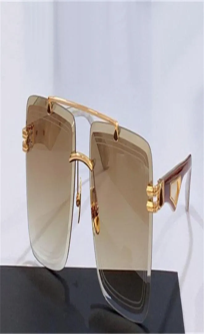 Top Man Fashion Design Sunglasses L'artiste I exquis Square Cut Lens K Gold Frame Highend Generous Style Outdoor UV400 Protec4629244