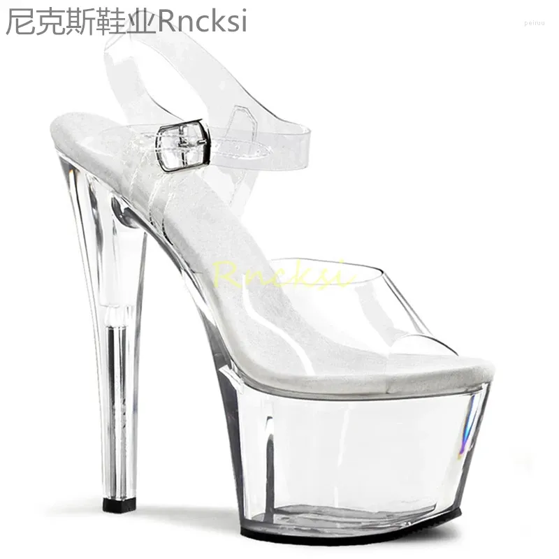 Elbise ayakkabıları 17 cm Kadın Yüksek Topuklular Yüksek topuklu Stiletto Sandalet Joker Moda