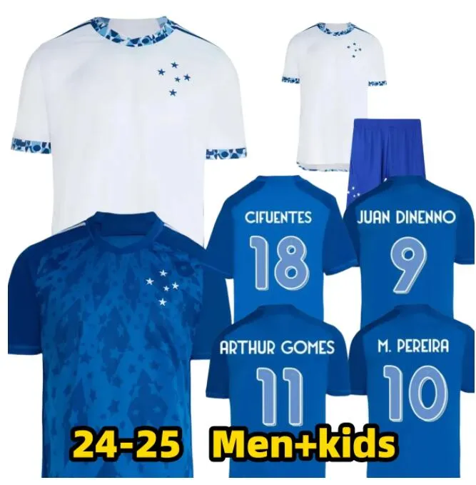 24 25 CRUZEIRO EC SOBOCCER JESEYS Home and Away 2024 2025 Arthur Gomes M.Pereira Juan Dinenno Cifuentes M.Vital Football Shirt Men Kids Kit