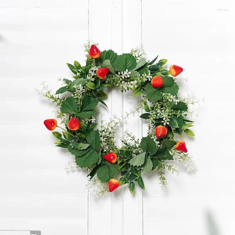 Decoratieve bloemen 1 pc 30cm Simulatie Strawberry Kleine Cirkel Creatieve woonkamer Slaapkamer Restaurant Wall Decoratie Krans