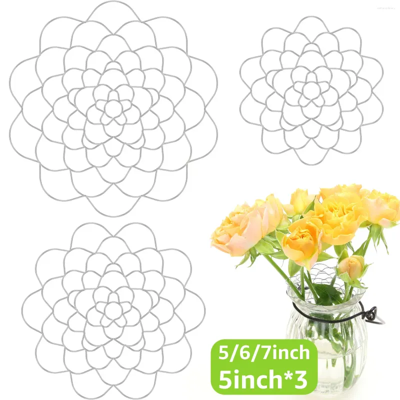 Vases 3PCS Flower Arrangement Holder 5/6 / 7inch Iron Lid Couvercle Insert en métal léger réutilisable pour plante