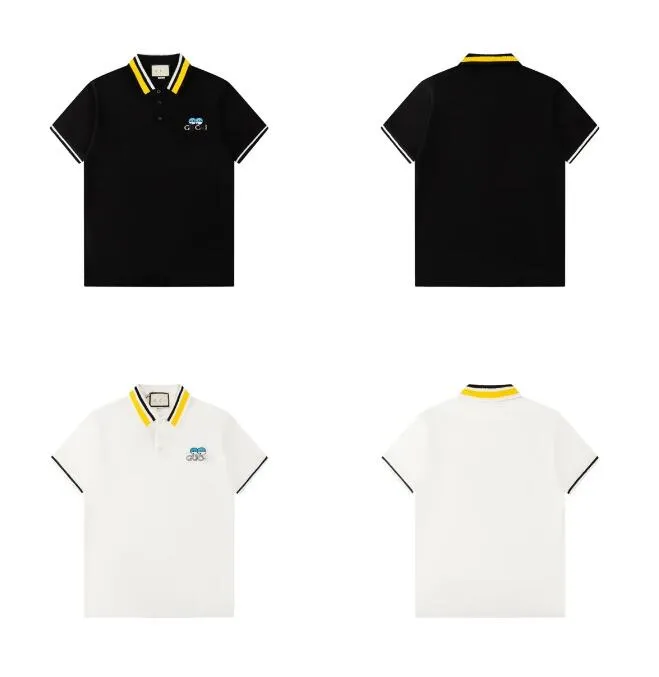 Designer shirt zomerheren polo shirts cartoon geborduurd puur katoenen t -shirt modieus