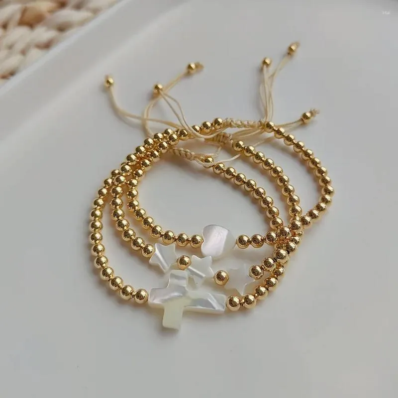Brin 5 pièces shell perles de charmes bracelets à la main de tribu à la main bracelet coeur croix bijoux femelle bijoux