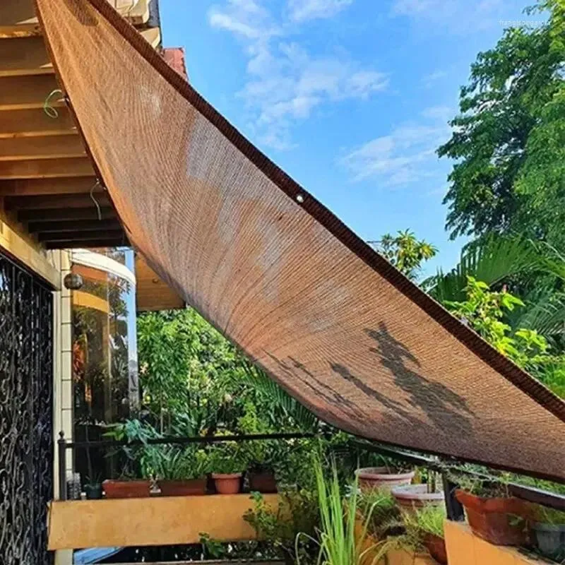 Zelte und Schutzhütten Anti -UV -Kaffee braune HDPE Sun Shade Segel Pavillon Sonnenblöcke Sonnenschutz Netting Terrasse Balkon