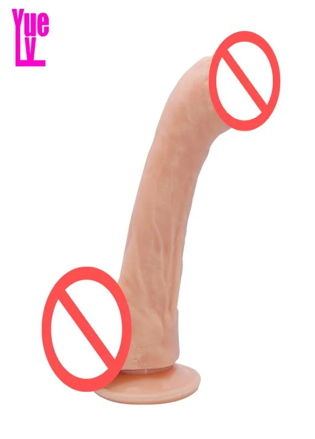 Yuelv 245 cm Big Curbed réaliste Dildo Sex Toys for Women Aspiration Cup Artificial Penis GSPOT Stimuler la masturbation Dick Adulte P3304428