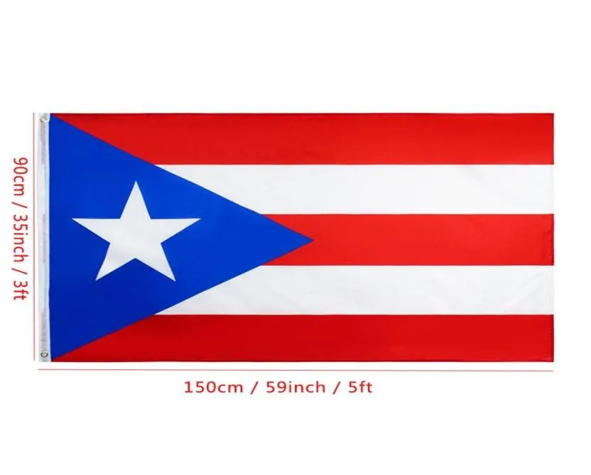 90x150cm Puerto Rico Flagal Nacional Banderas Banners Polyester Puerto Rico Flag Banner Outdoor Indoor Big Flag Decoración BH398324586
