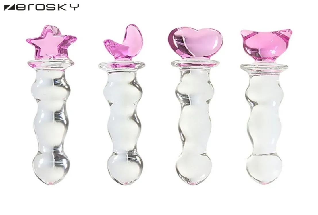 Zerosky kryształ szklany dildo penis szklane koraliki z pochwy stymulacja wtyczka analna tyłek dildo wibrator sex zabawki dla kobiety seksu D16232130