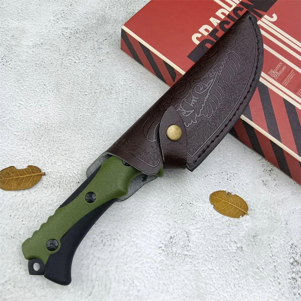 Neue hochwertige EDC Fixed Blade 440 Stahlklinge ABS Griff volles Tang Outdoor Camping Jagd Überleben Militärtaktische Messer mit Lederscheide