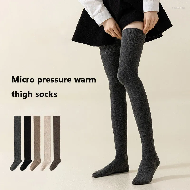 Women Socks 1Pairs Winter Thicken Warm Long Solid Color Lengthened Over Knee Sexy Fashion Tight Loops Inner JK