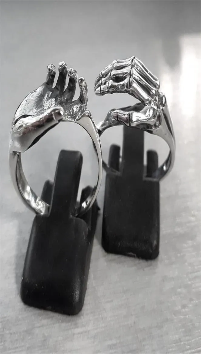 Unisex 316L Skeleton Stainless Steel Rings Men039s Unique Friendship Love Couple Puzzle Ring Jewelry Size 7141091766