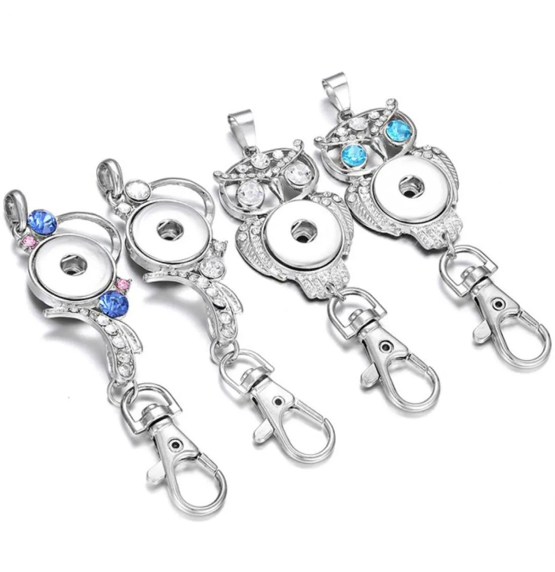 Schlüsselketten Schmuck Kristall Blumeneulen Schnappknopf Schlüsselketten für Frauen passen 18 mm Schnappschmuckschlüsselringschlüsselhändler 7969243