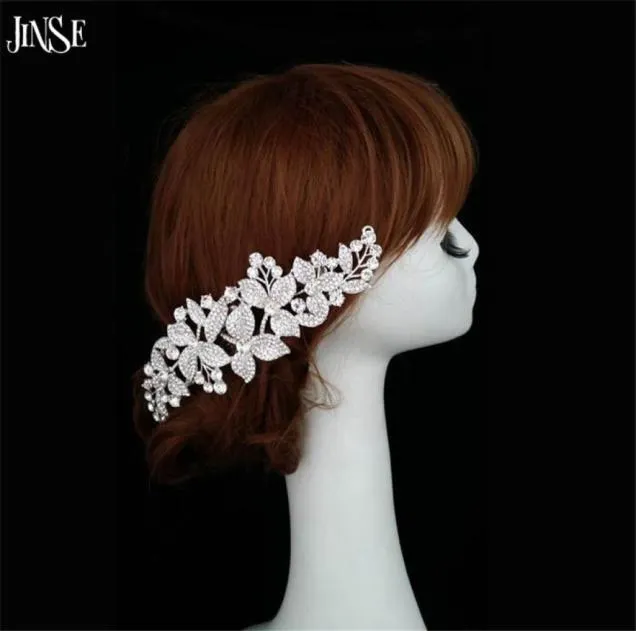 Jinse Fashion Silver Rhinestone Combs Headpiece Bridal Tiaras and Crown Jewelry for Hairbands Hair Association CR0779023915