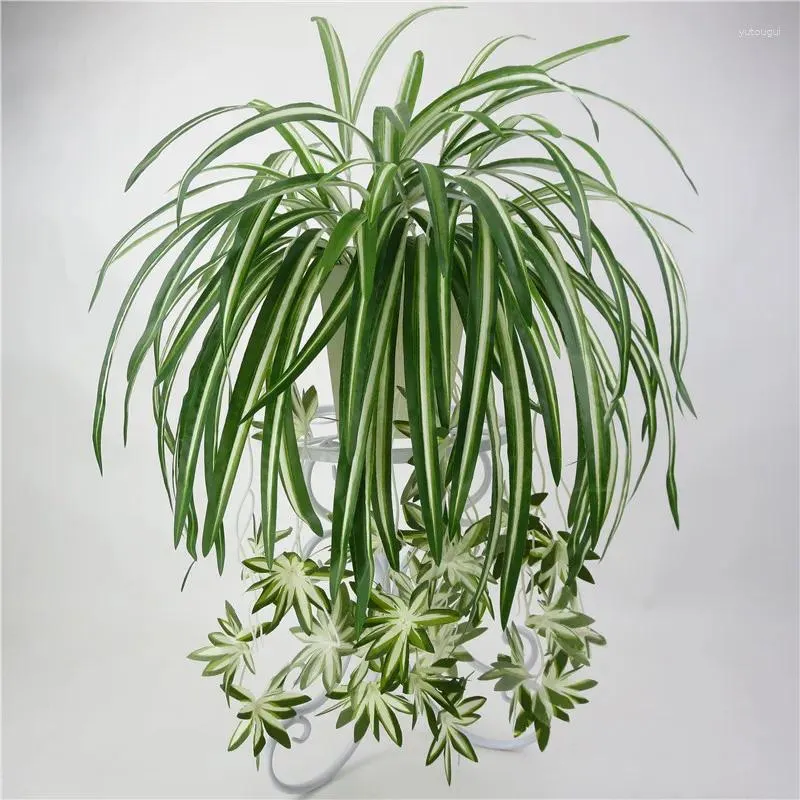 Kwiaty dekoracyjne sztuczne chlorophytum jedwabne kwiaty orchidei zielone rośliny Symulacja montażu na ścianie