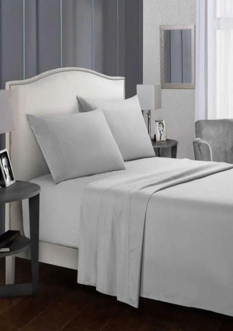 Juegos de cama de color sólido de la cama de lámina plana de lámina plana queen king size 15 colores set suaves y cómodos juego de cama 2106262208055