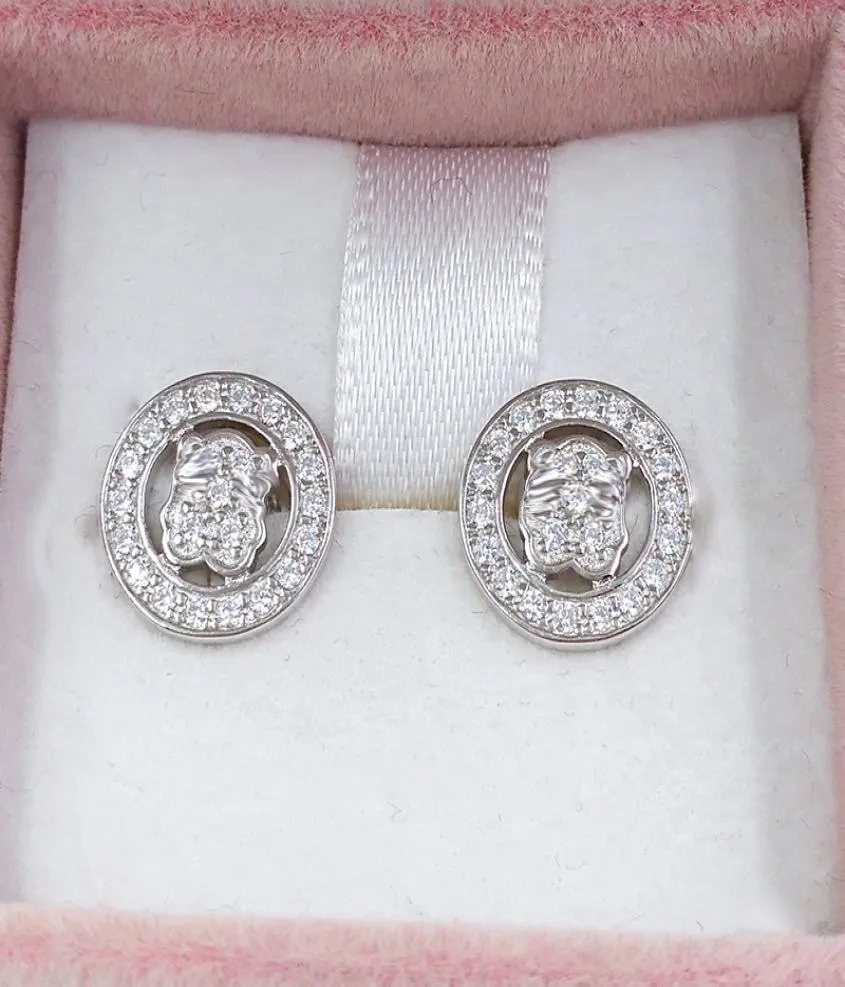 Vittguld diamanter örhängen stud björn smycken 925 sterling passar europeisk smycken stil gåva andy juvel 5110230006384580