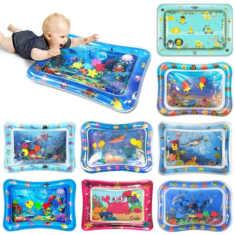 36 Designs Baby Kids Water Play Mat Inflatable PVC Infant Tummy Time Playmat Toddler Water Pad For Baby Fun Activity Play Center 240430