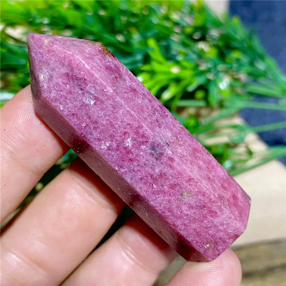 Rhodonite Red Natural Stone Crystal Healing Rose Quartz Tower Gemstons Wicca Reiki Ornaments Home Decoration Room Wand 240426
