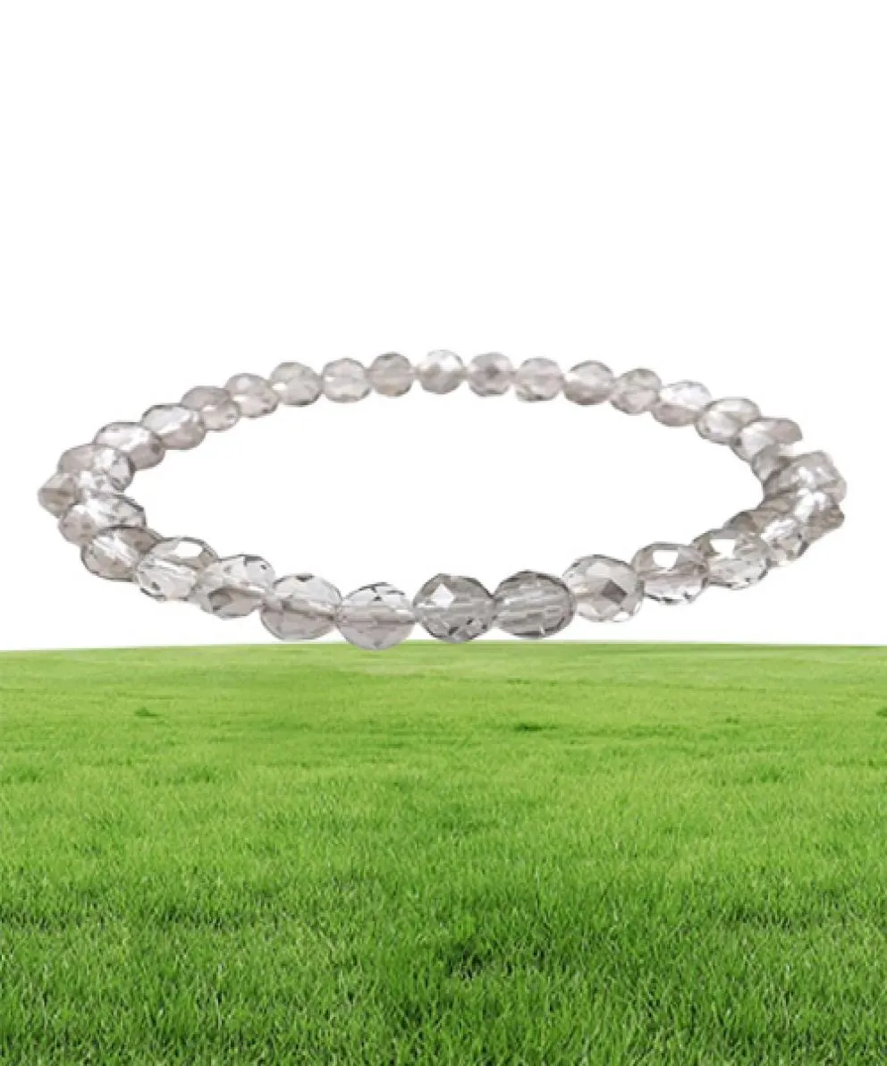 Przezroczysta szara 8 mm fasetowana kryształowa bransoletka dla kobiet dla kobiet proste styl Bracelets 20pcllot Whole69344646287851