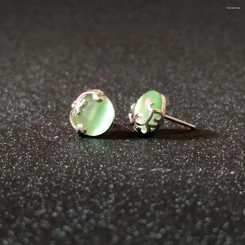 Boucles d'oreilles étalon bijoux de haute qualité d'agate naturel pierres de jade avec 925 accessoires chanceux dorés en argent sterling