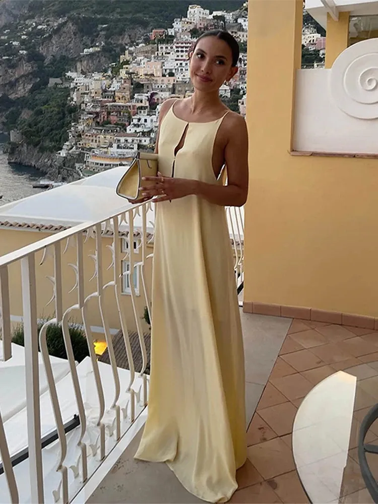 Backless Maxi Dress Women Sleeveless Apricot Satin Hollow Out Loose Straight Evening Beach Dress from Dhgate Basic & Casual Dresses - price 50.11 Backless Maxi Dress Women Sleeveless Apricot Satin Hollow Out Loose Straight Evening Beach Dress from Dhgate Basic & Casual Dresses - price 50.11