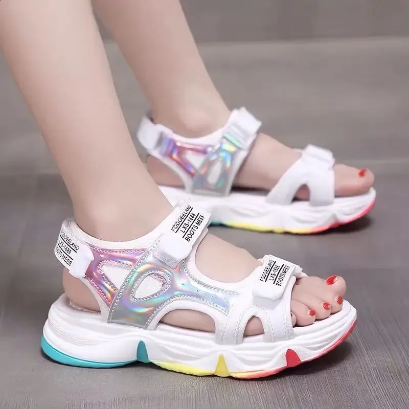 Brand Girls Sandals Summer Childrens Beach Shoe Sandals Sandals Fashion Big Kids Princess Sports Sandals 240419