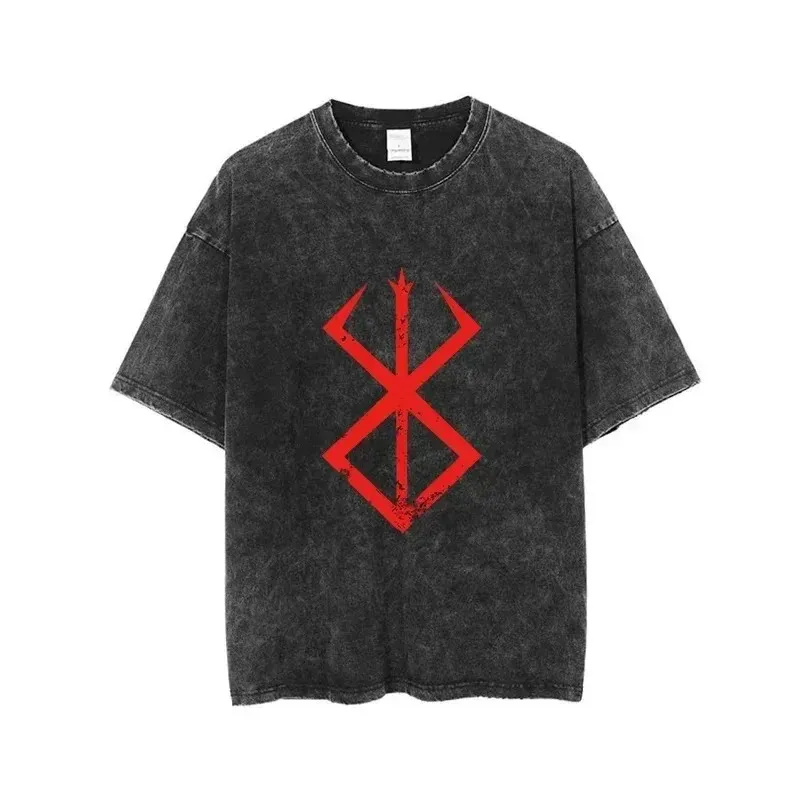 Men Vintage Tshirt Berserk Streetwear футболки вымытые ретро-печатные футболки Mits Mits с короткими рукавами Y2K Tops Летни
