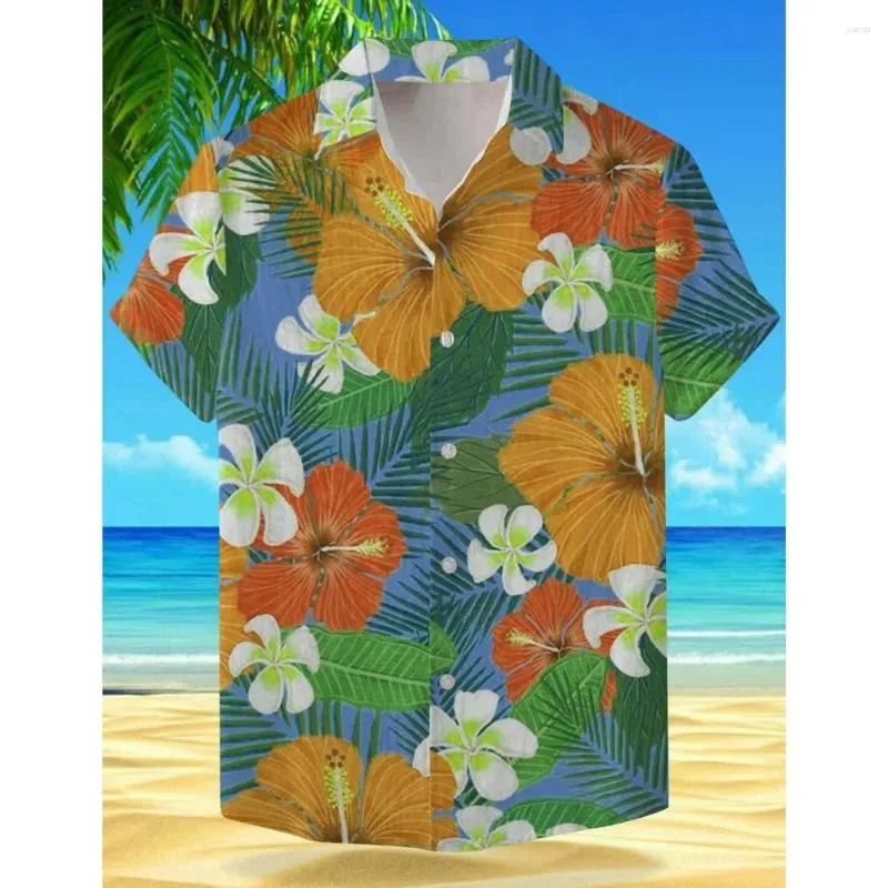 Casual shirts voor heren bloemenplanten Vakantie Hawaiiaans shirt Outdoor Holiday Summer Turndown korte mouw Red Blue Mint Green