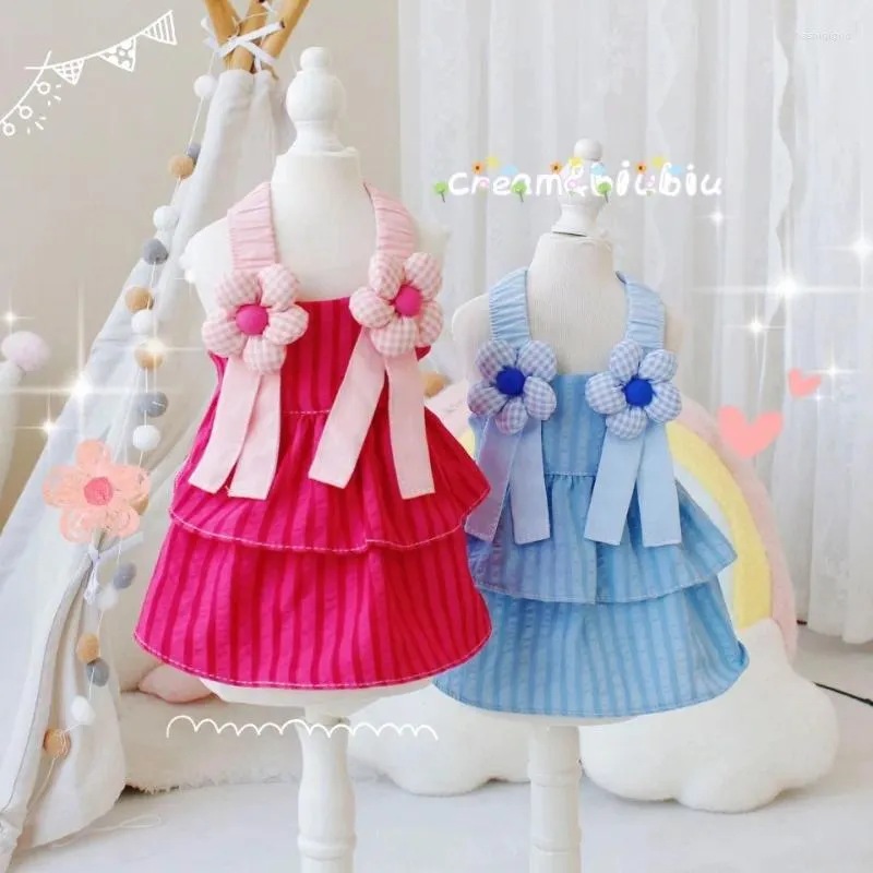 Vêtements pour chiens vêtements pour animaux de compagnie robe à suspension robe pour chiens vêtements chat petit mignon mince d'été rose rose bleu fille girl Yorkshire accessoires