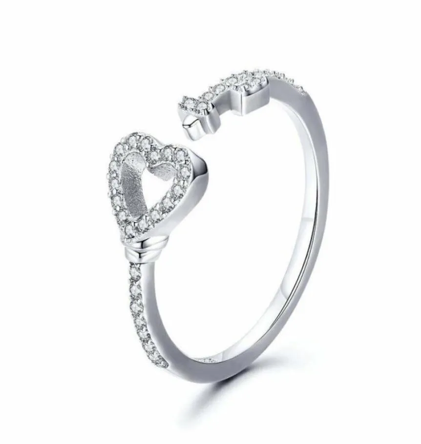 Unique New Shinning 925 Sterling Silver Hearts Lock CZ Open Promise Ring Jewelry13075154952415